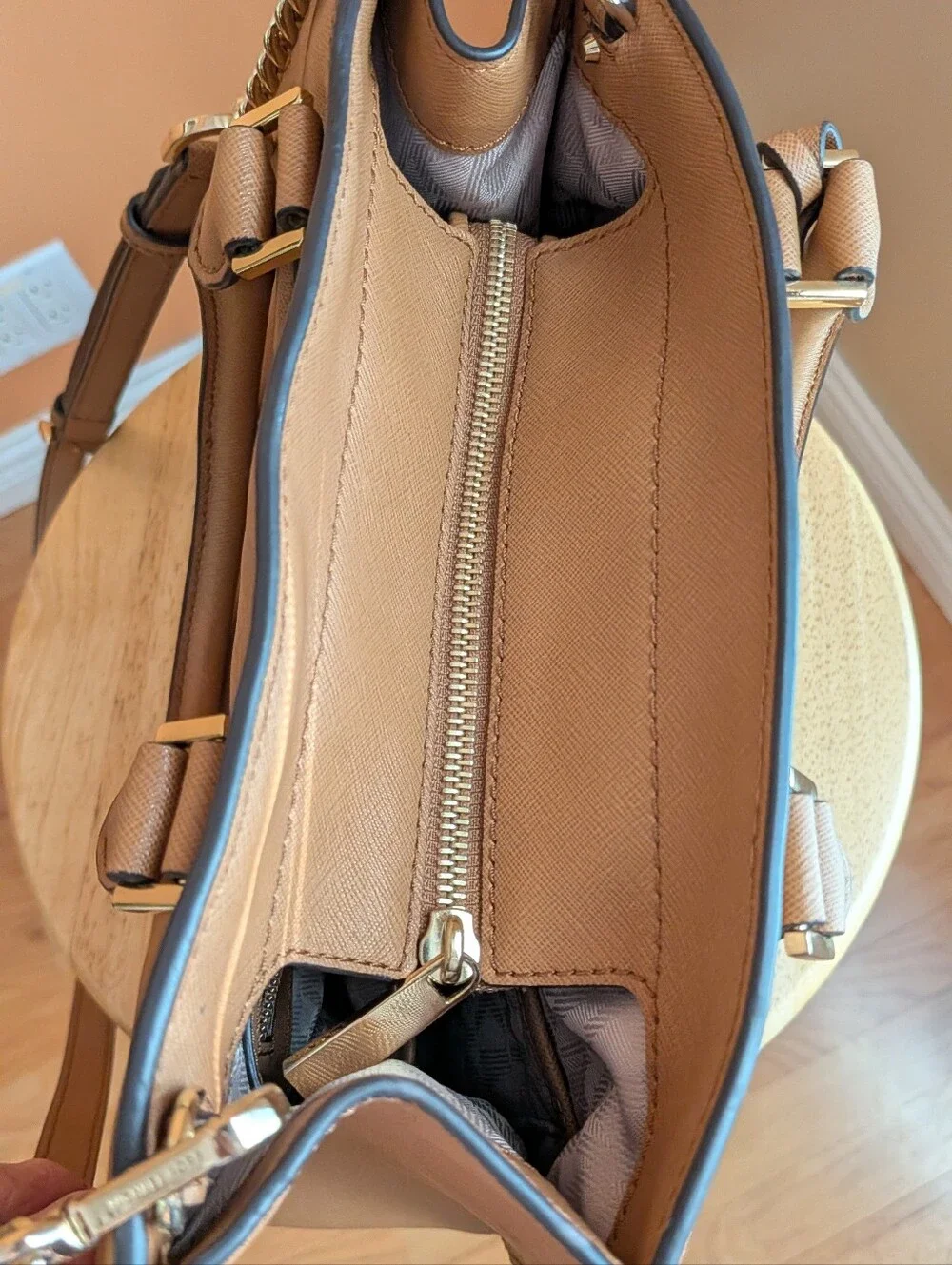 Michael Kors Tan Bridgette Synthetic Leather Top-Handle Satchel
